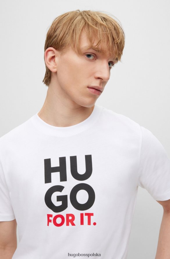 Hugo Boss T-shirt hugo z bawełnianego dżerseju z nadrukiem logo i napisem w kolorze białym biały R0X0H63949