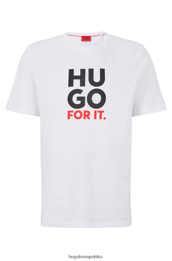 Hugo Boss T-shirt hugo z bawełnianego dżerseju z nadrukiem logo i napisem w kolorze białym biały R0X0H63949