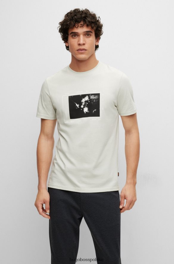 Hugo Boss T-shirt hugo z bawełnianego jerseyu z sezonowym nadrukiem w kolorze jasnoszarym jasnoszary R0X0H63467