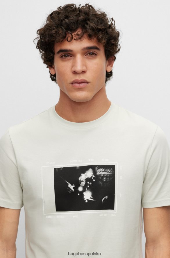 Hugo Boss T-shirt hugo z bawełnianego jerseyu z sezonowym nadrukiem w kolorze jasnoszarym jasnoszary R0X0H63467