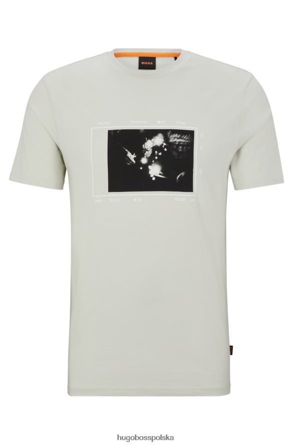 Hugo Boss T-shirt hugo z bawełnianego jerseyu z sezonowym nadrukiem w kolorze jasnoszarym jasnoszary R0X0H63467