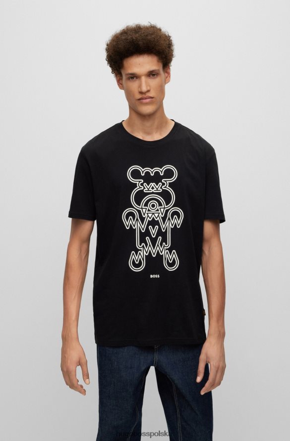 Hugo Boss T-shirt hugo z bawełnianej dzianiny o regularnym kroju z grafiką zwierzęcą w kolorze czarnym czarny R0X0H62153