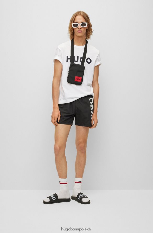 Hugo Boss T-shirt hugo z bawełnianej dzianiny o regularnym kroju z kontrastowym logo w kolorze białym biały R0X0H62177