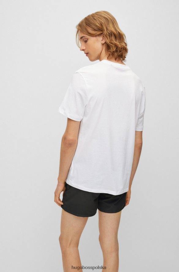 Hugo Boss T-shirt hugo z bawełnianej dzianiny o regularnym kroju z kontrastowym logo w kolorze białym biały R0X0H62177