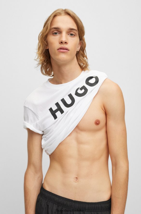 Hugo Boss T-shirt hugo z bawełnianej dzianiny o regularnym kroju z kontrastowym logo w kolorze białym biały R0X0H62177