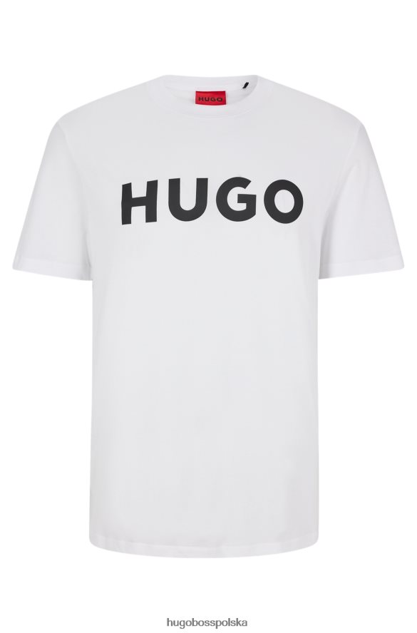 Hugo Boss T-shirt hugo z bawełnianej dzianiny o regularnym kroju z kontrastowym logo w kolorze białym biały R0X0H62177