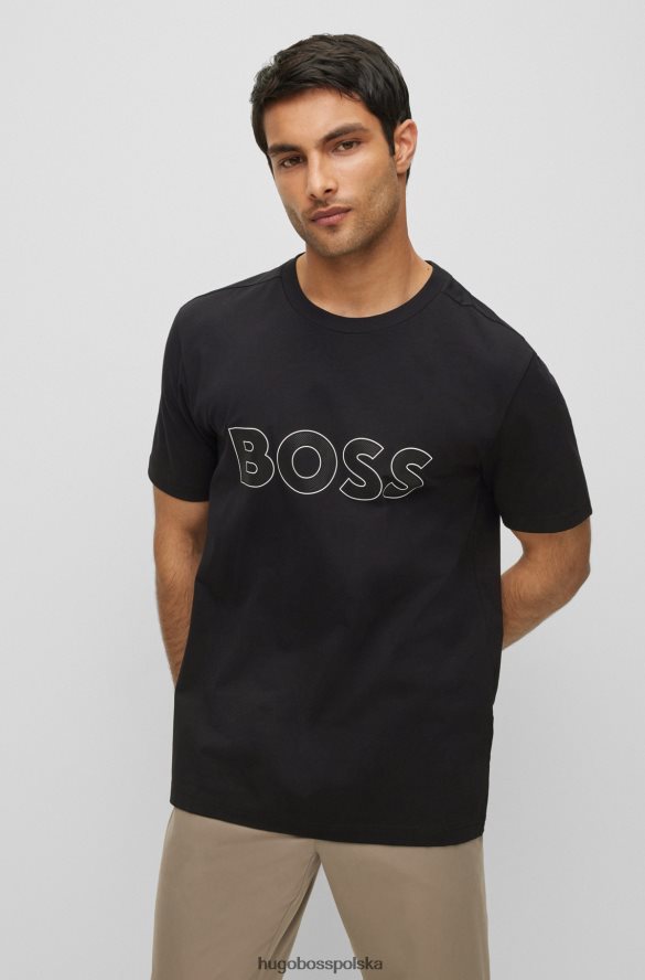 Hugo Boss T-shirt hugo z elastycznej bawełny z czarnym logo czarny R0X0H64121
