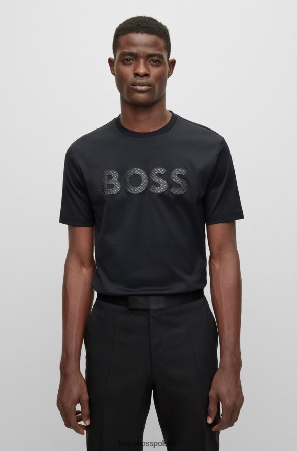 Hugo Boss T-shirt hugo z logo i monogramem, wykonany z bawełny interlock w kolorze czarnym czarny R0X0H62999