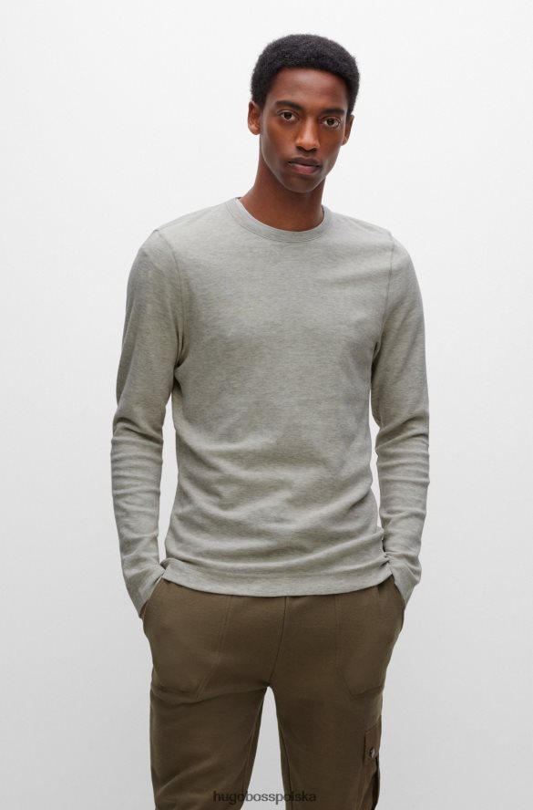 Hugo Boss T-shirt o dopasowanym kroju z długim rękawem, wykonany z białej bawełny waflowej hugo biały R0X0H6975