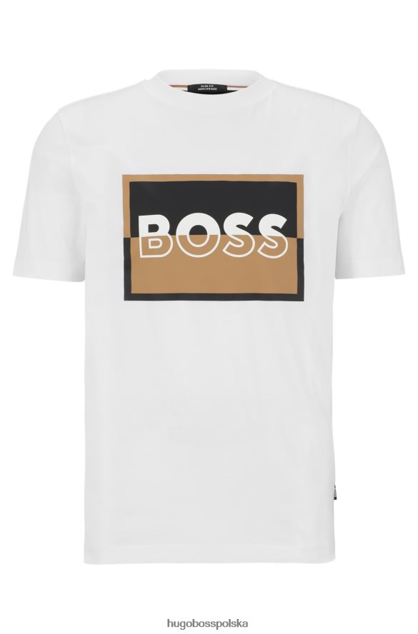 Hugo Boss T-shirt o dopasowanym kroju z merceryzowanej bawełny z rozciętym logo hugo w kolorze białym biały R0X0H63027