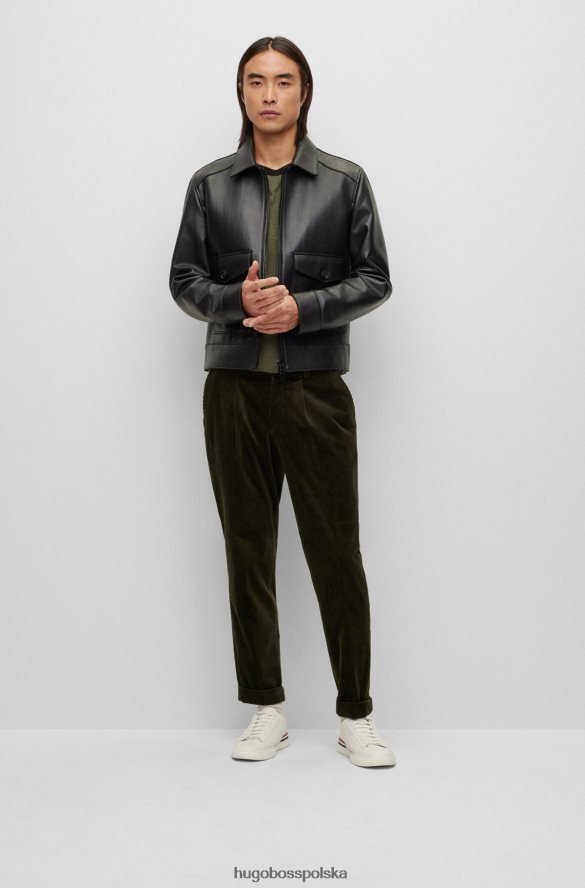 Hugo Boss T-shirt o regularnym kroju w kolorze khaki, wykonany z regeneracyjnej włoskiej wełny hugo khaki R0X0H64356