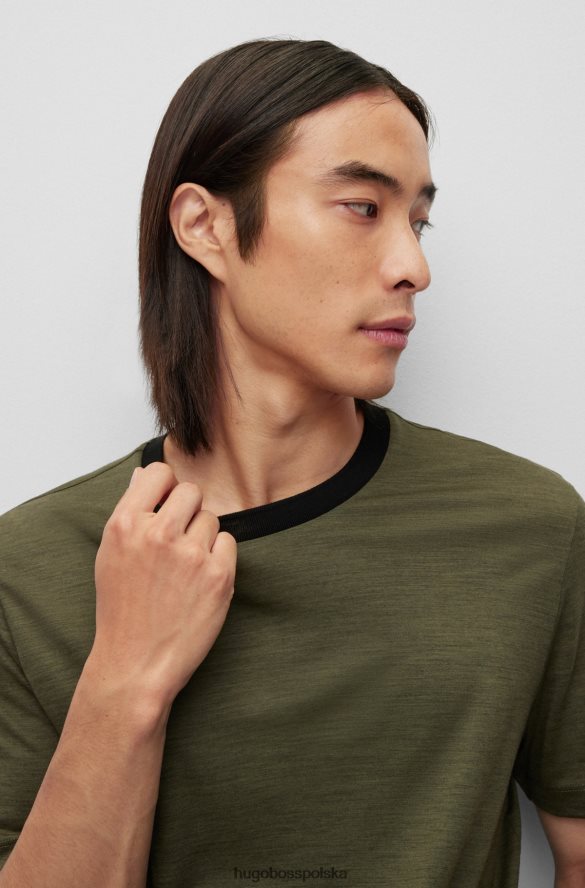 Hugo Boss T-shirt o regularnym kroju w kolorze khaki, wykonany z regeneracyjnej włoskiej wełny hugo khaki R0X0H64356