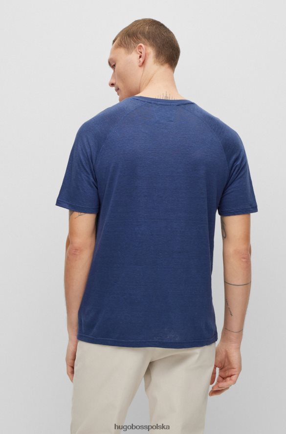 Hugo Boss T-shirt o regularnym kroju z czystego lnu Hugo w kolorze ciemnoniebieskim ciemny niebieski R0X0H64492