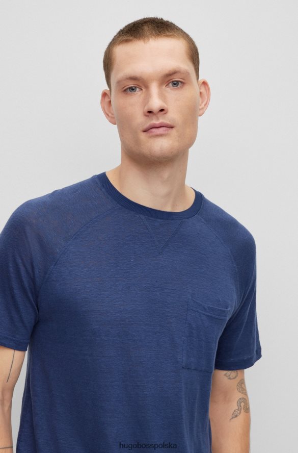 Hugo Boss T-shirt o regularnym kroju z czystego lnu Hugo w kolorze ciemnoniebieskim ciemny niebieski R0X0H64492