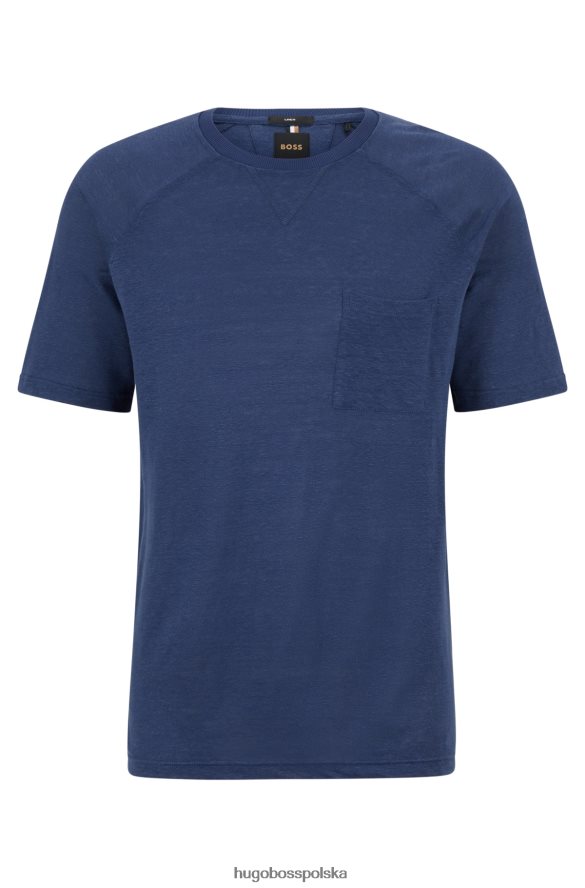 Hugo Boss T-shirt o regularnym kroju z czystego lnu Hugo w kolorze ciemnoniebieskim ciemny niebieski R0X0H64492