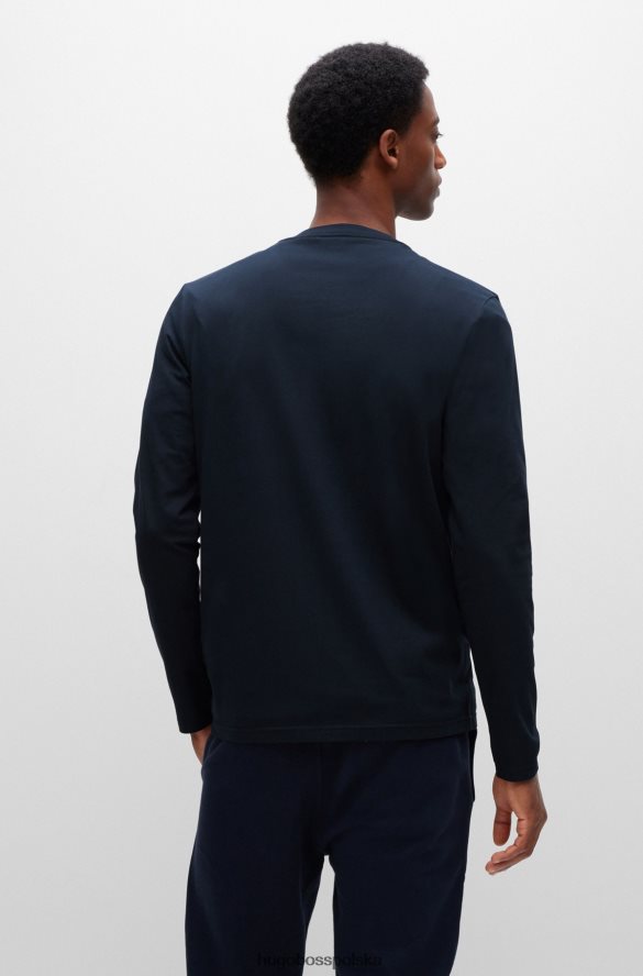 Hugo Boss T-shirt o regularnym kroju z elastycznej bawełny z kontrastowym logo w kolorze ciemnoniebieskim hugo ciemny niebieski R0X0H62870