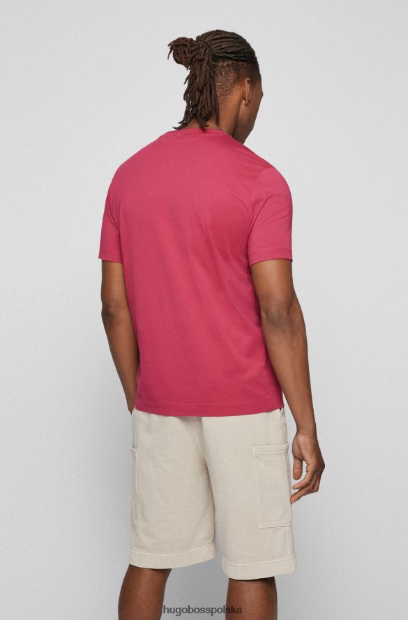 Hugo Boss T-shirt o regularnym kroju z logo, wykonany z bawełnianego dżerseju, w kolorze hugo różowy różowy R0X0H62242