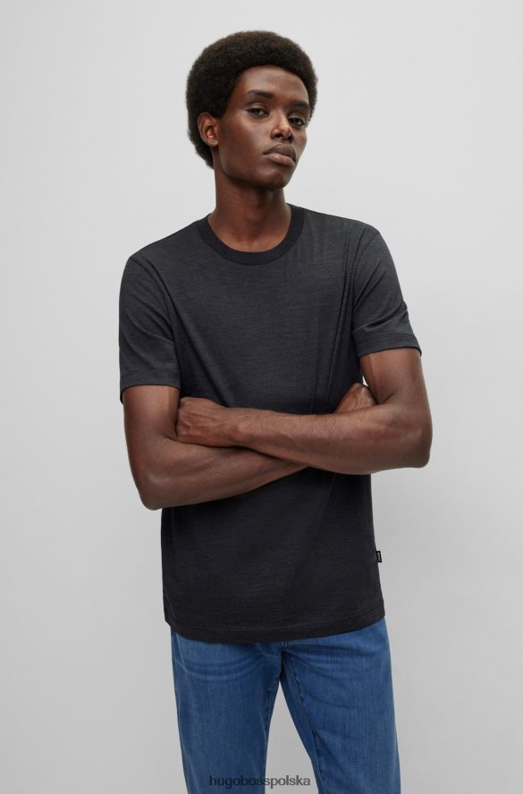 Hugo Boss T-shirt o regularnym kroju z regenerującej się włoskiej wełny dziewiczej Hugo w kolorze ciemnoszarym ciemno szary R0X0H64357