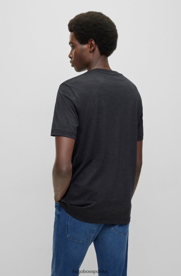 Hugo Boss T-shirt o regularnym kroju z regenerującej się włoskiej wełny dziewiczej Hugo w kolorze ciemnoszarym ciemno szary R0X0H64357