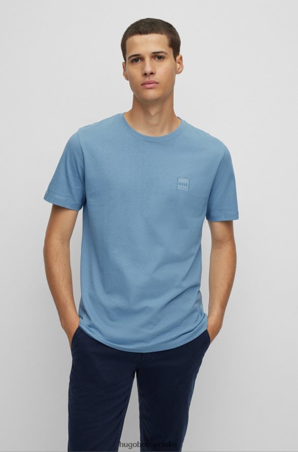 Hugo Boss T-shirt o swobodnym kroju z bawełnianego dżerseju z naszywką z logo Hugo w kolorze jasnoniebieskim jasny niebieski R0X0H61584