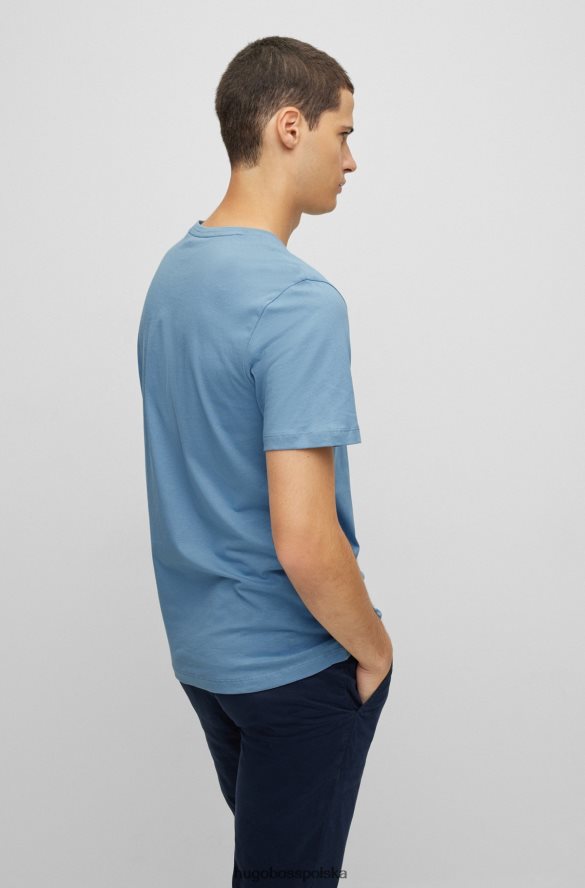 Hugo Boss T-shirt o swobodnym kroju z bawełnianego dżerseju z naszywką z logo Hugo w kolorze jasnoniebieskim jasny niebieski R0X0H61584