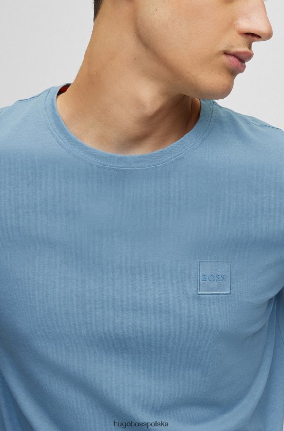 Hugo Boss T-shirt o swobodnym kroju z bawełnianego dżerseju z naszywką z logo Hugo w kolorze jasnoniebieskim jasny niebieski R0X0H61584