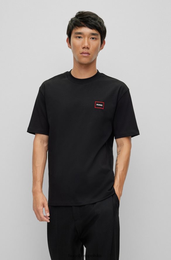 Hugo Boss T-shirt o swobodnym kroju z bawełny organicznej z logo hugo w ramce w kolorze czarnym czarny R0X0H62669