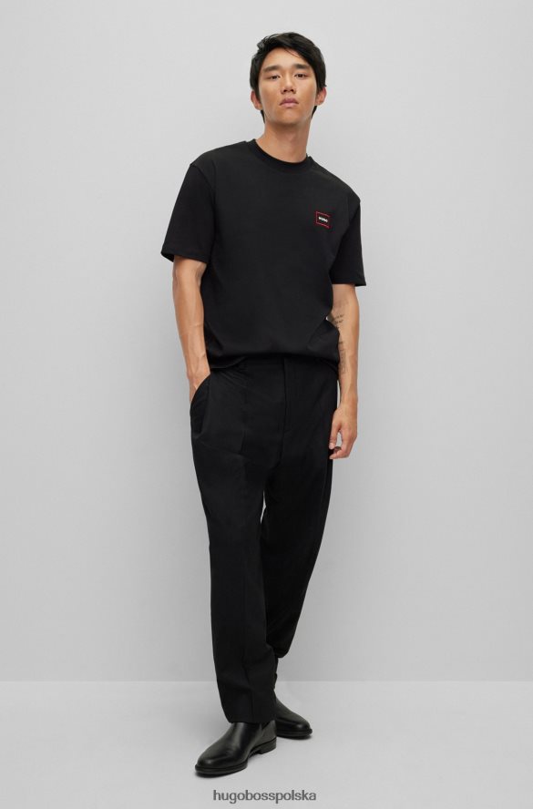 Hugo Boss T-shirt o swobodnym kroju z bawełny organicznej z logo hugo w ramce w kolorze czarnym czarny R0X0H62669