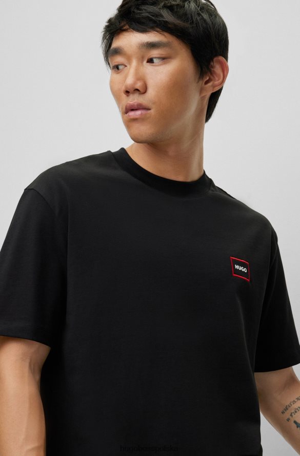 Hugo Boss T-shirt o swobodnym kroju z bawełny organicznej z logo hugo w ramce w kolorze czarnym czarny R0X0H62669