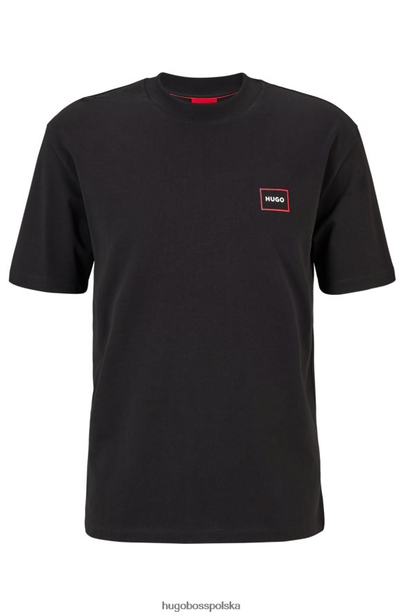 Hugo Boss T-shirt o swobodnym kroju z bawełny organicznej z logo hugo w ramce w kolorze czarnym czarny R0X0H62669