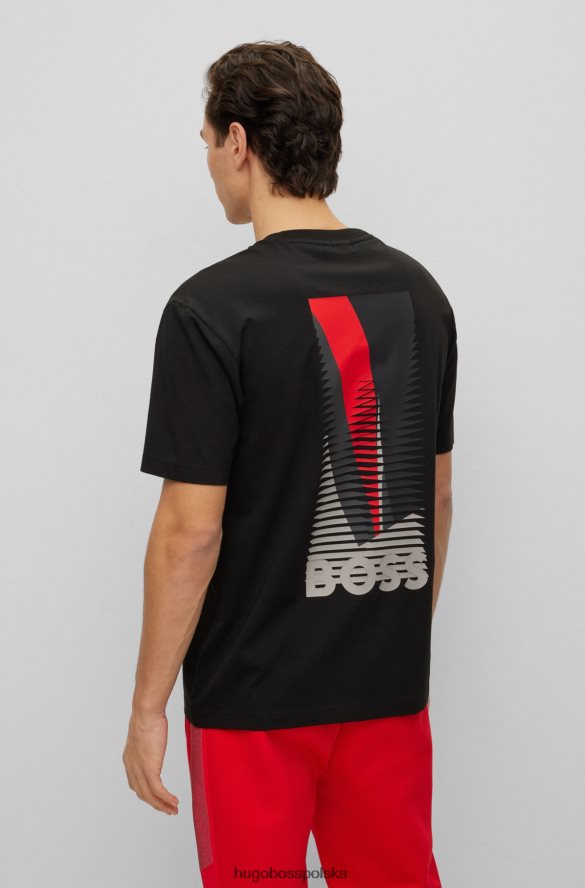 Hugo Boss T-shirt o swobodnym kroju z elastycznej bawełny z nadrukiem Hugo Black czarny R0X0H64118
