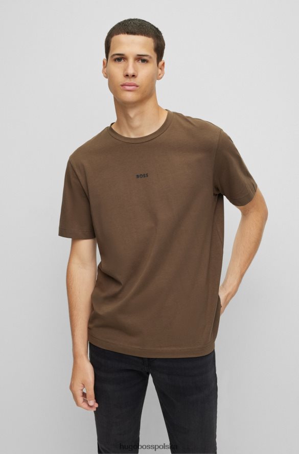 Hugo Boss T-shirt o swobodnym kroju z elastycznej bawełny z nadrukiem logo Hugo khaki khaki R0X0H61167