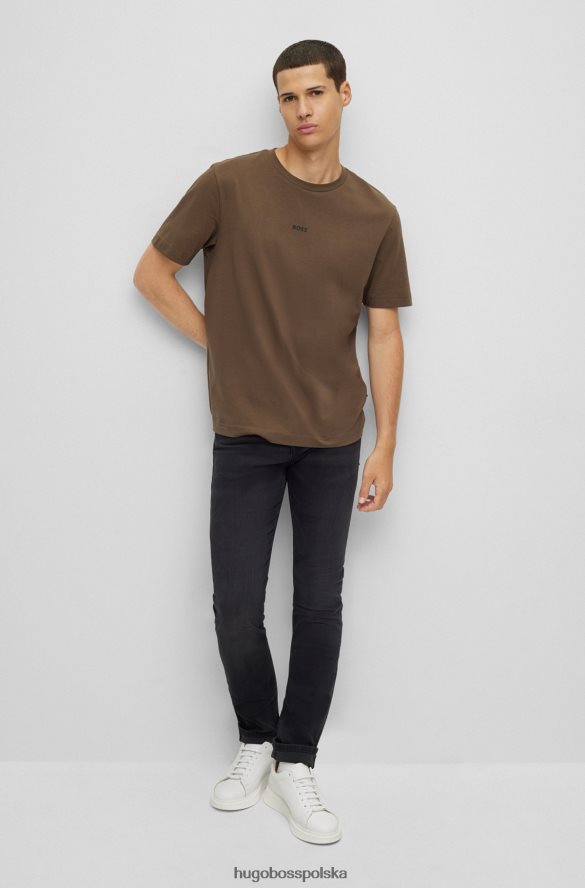 Hugo Boss T-shirt o swobodnym kroju z elastycznej bawełny z nadrukiem logo Hugo khaki khaki R0X0H61167