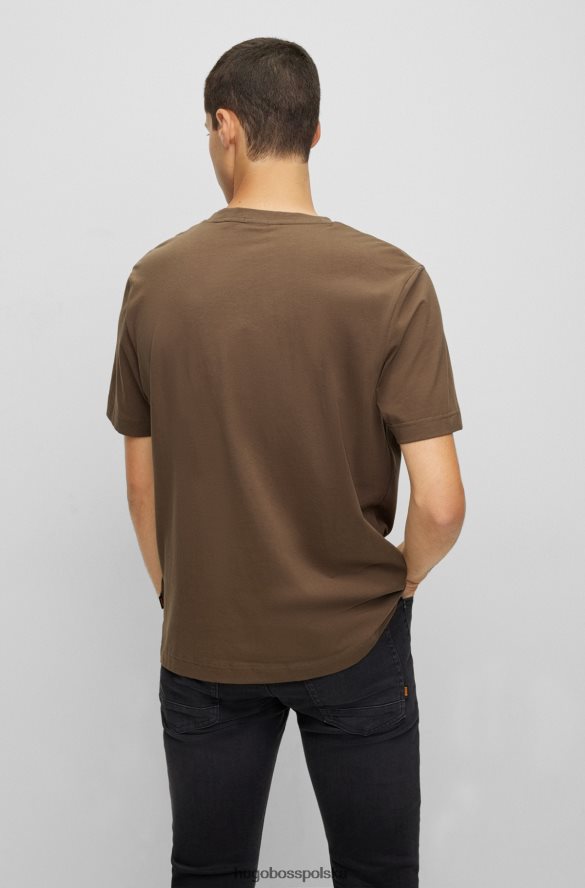 Hugo Boss T-shirt o swobodnym kroju z elastycznej bawełny z nadrukiem logo Hugo khaki khaki R0X0H61167