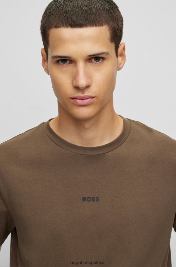 Hugo Boss T-shirt o swobodnym kroju z elastycznej bawełny z nadrukiem logo Hugo khaki khaki R0X0H61167
