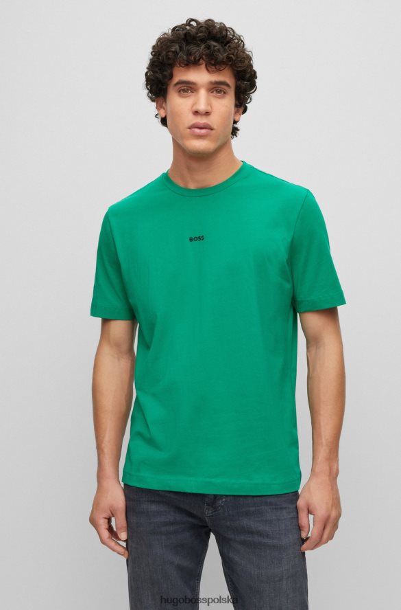 Hugo Boss T-shirt o swobodnym kroju z elastycznej bawełny z nadrukiem logo Hugo w kolorze zielonym zielony R0X0H61173