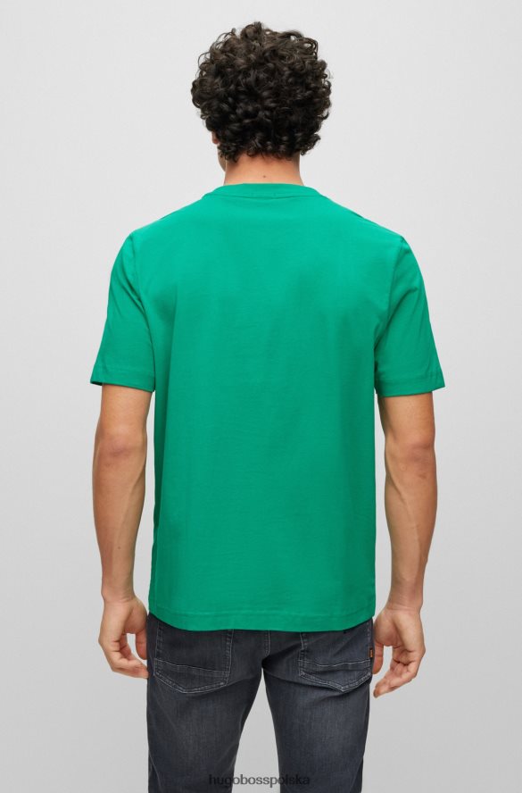 Hugo Boss T-shirt o swobodnym kroju z elastycznej bawełny z nadrukiem logo Hugo w kolorze zielonym zielony R0X0H61173