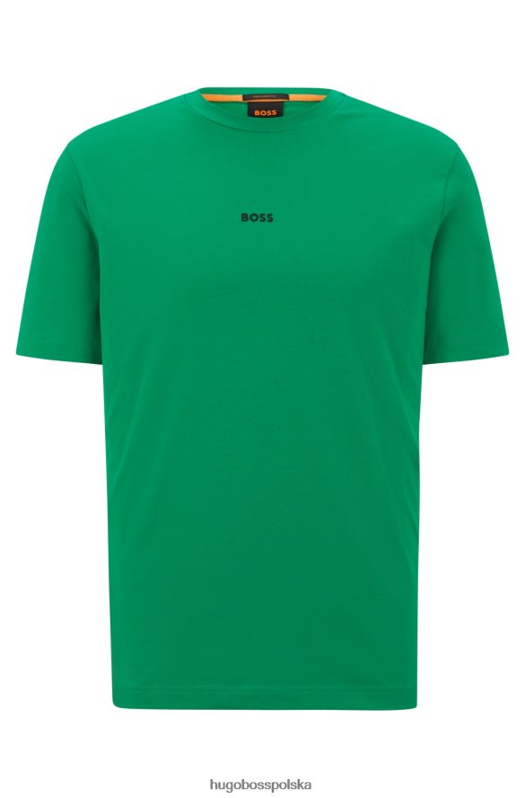 Hugo Boss T-shirt o swobodnym kroju z elastycznej bawełny z nadrukiem logo Hugo w kolorze zielonym zielony R0X0H61173