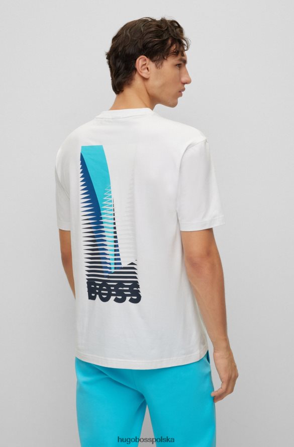 Hugo Boss T-shirt o swobodnym kroju z elastycznej bawełny z nadrukiem w kolorze białym hugo biały R0X0H64116