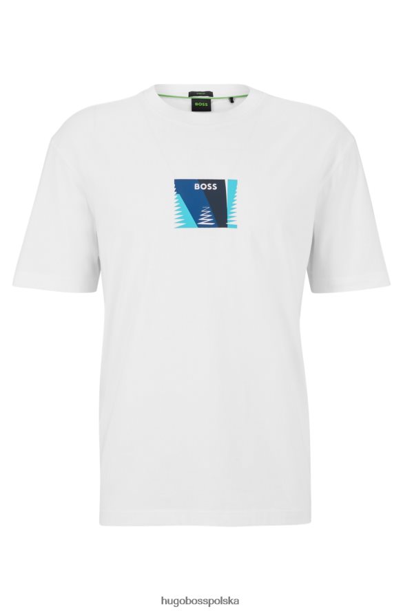 Hugo Boss T-shirt o swobodnym kroju z elastycznej bawełny z nadrukiem w kolorze białym hugo biały R0X0H64116