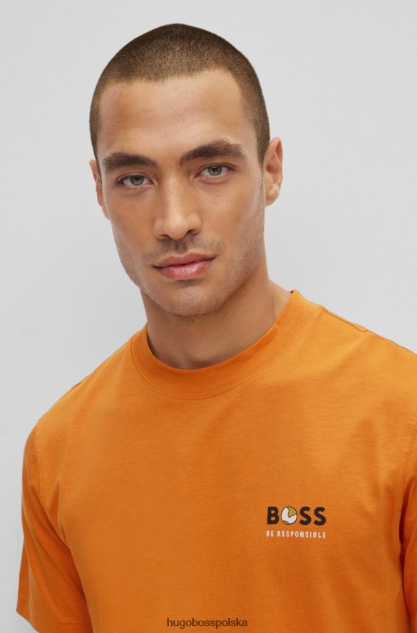 Hugo Boss T-shirt o swobodnym kroju z logo-grafiką w kolorze recot2 hugo w kolorze pomarańczowym Pomarańczowy R0X0H63464