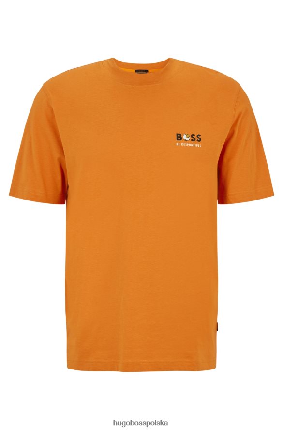 Hugo Boss T-shirt o swobodnym kroju z logo-grafiką w kolorze recot2 hugo w kolorze pomarańczowym Pomarańczowy R0X0H63464