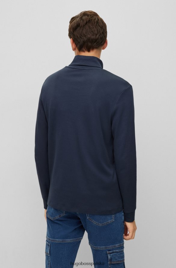 Hugo Boss T-shirt slim-fit z długimi rękawami i czerwoną metką z logo w kolorze ciemnoniebieskim hugo ciemny niebieski R0X0H61027