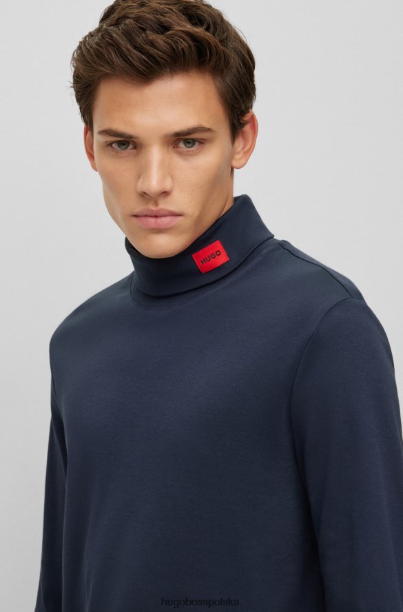 Hugo Boss T-shirt slim-fit z długimi rękawami i czerwoną metką z logo w kolorze ciemnoniebieskim hugo ciemny niebieski R0X0H61027
