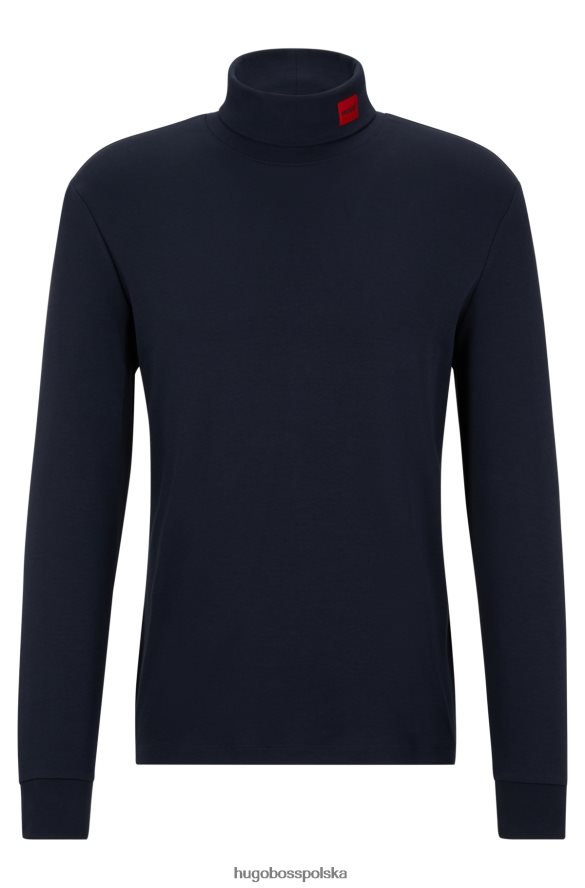 Hugo Boss T-shirt slim-fit z długimi rękawami i czerwoną metką z logo w kolorze ciemnoniebieskim hugo ciemny niebieski R0X0H61027