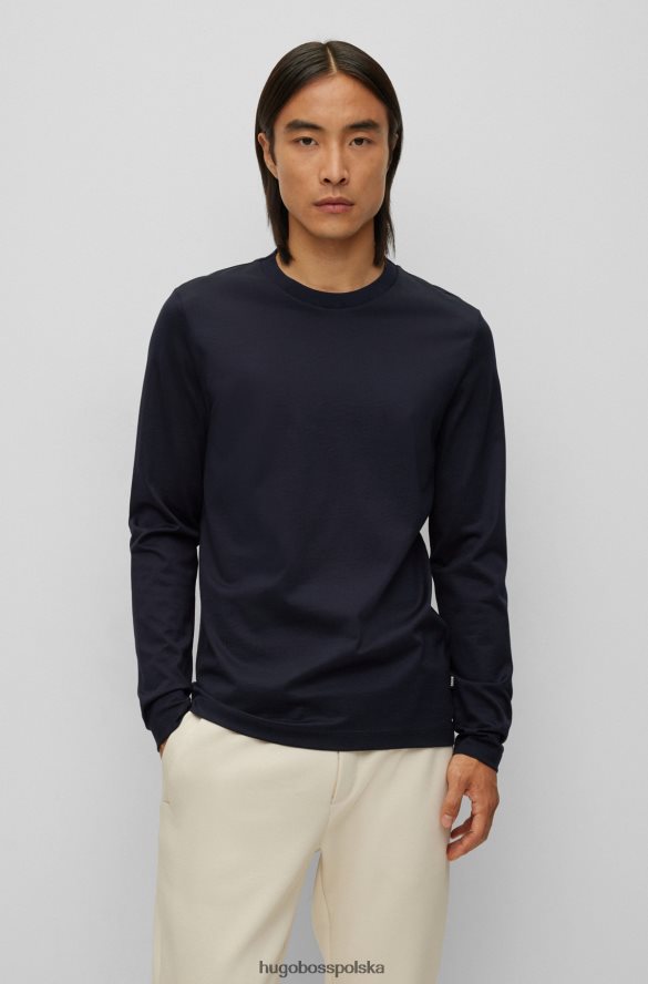 Hugo Boss T-shirt slim-fit z merceryzowanej bawełny o bogatej strukturze hugo w kolorze granatowym ciemny niebieski R0X0H61984