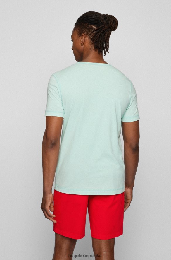 Hugo Boss T-shirt z barwionej odzieży z bawełny organicznej z nadrukiem logo w kolorze jasnozielonym hugo jasnozielony R0X0H63186