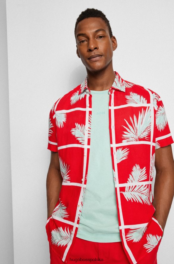 Hugo Boss T-shirt z barwionej odzieży z bawełny organicznej z nadrukiem logo w kolorze jasnozielonym hugo jasnozielony R0X0H63186