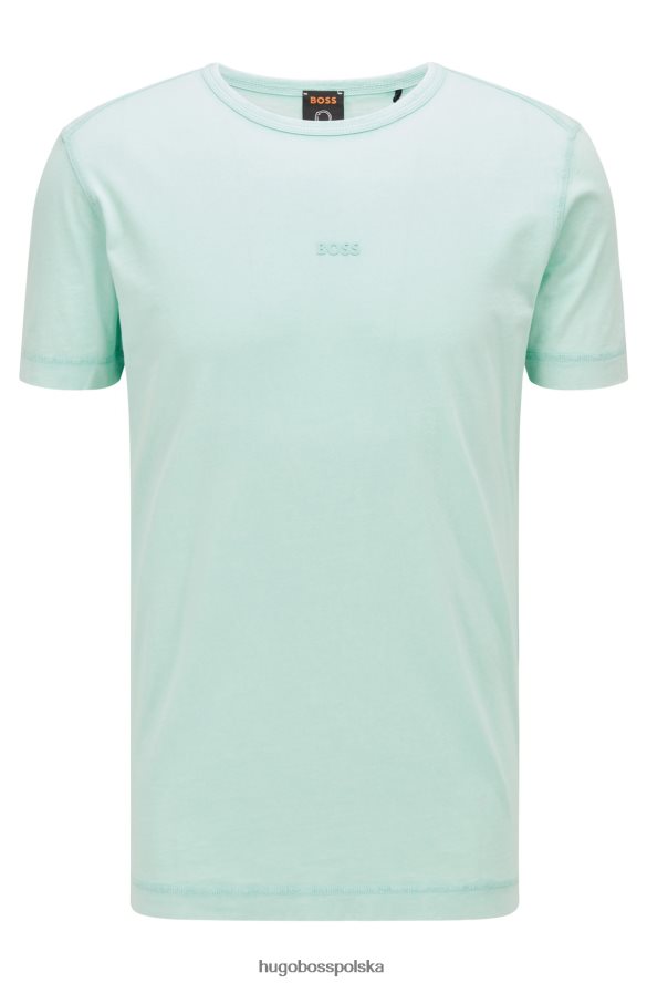 Hugo Boss T-shirt z barwionej odzieży z bawełny organicznej z nadrukiem logo w kolorze jasnozielonym hugo jasnozielony R0X0H63186