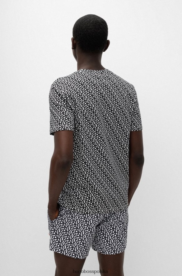 Hugo Boss T-shirt z bawełnianego dżerseju hugo z nadrukiem logo i wzorzystą etykietą wzorzyste R0X0H63987